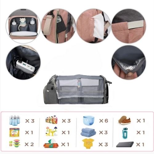 Portatif Beşikli Anne-Bebek Çantası