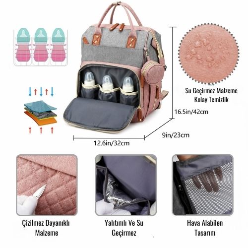 Portatif Beşikli Anne-Bebek Çantası